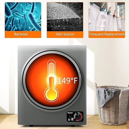 Miniatura 6 de ARLIME Secador de ropa compacto, secador de ropa portátil de 1.6 pies cúbicos con 4 modos de secado automático, pequeño secador de ropa eléctrico