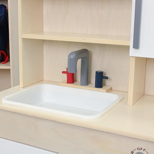 Miniatura 12 de Children's Factory - Cocina de madera para niños pequeños, cocina combinada que incluye fregadero, estufa y microondas con diseño realista, muebles