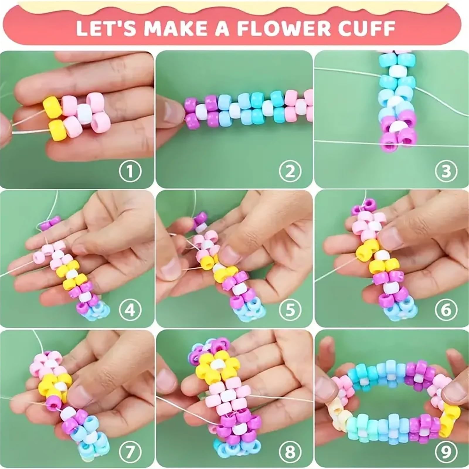 Cuentas para hacer joyas, kit de 2400 cuentas de plástico multicolor para bordar, hacer joyas, trenzar el cabello