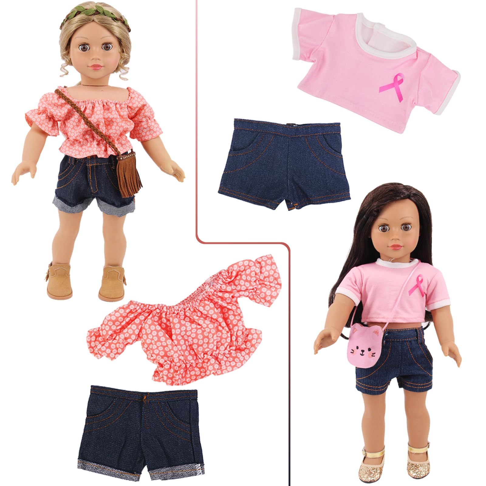 ZITA ELEMENT 10 Sets 18 Inch American Doll Clothes and Accessories Include Doll Clothing Dress Fit for 18 inch Dolls ( Not Include Dolls and Shoes ) - Image 3