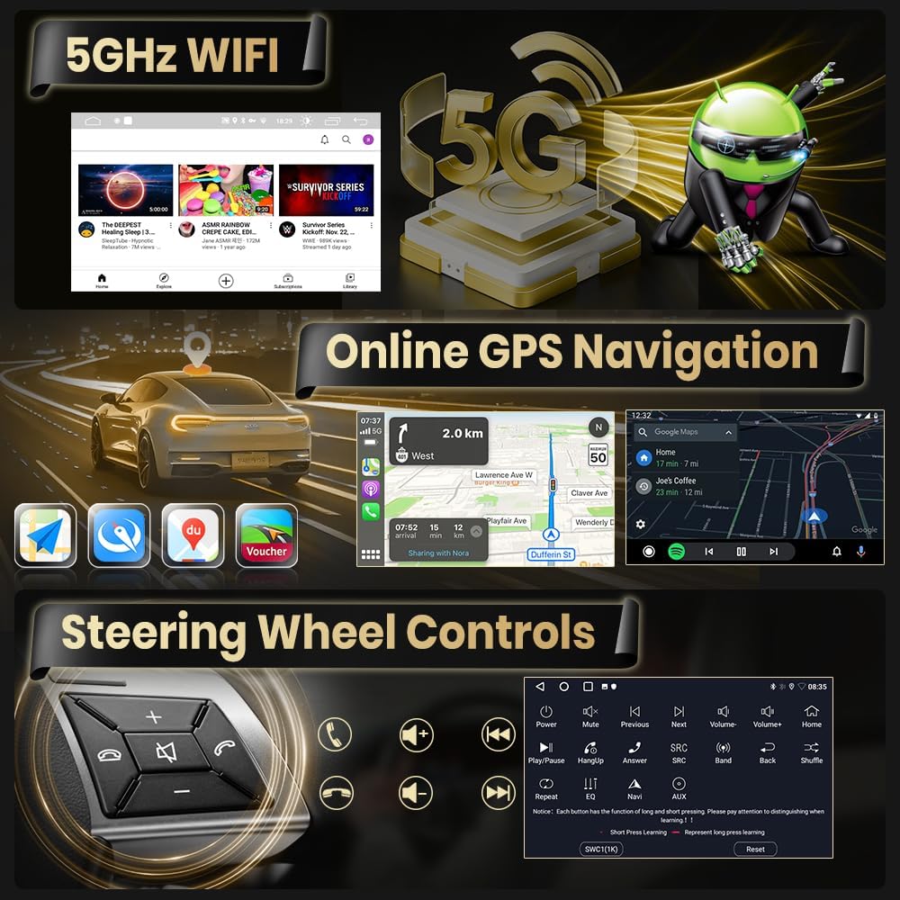 Doreon (2GB+64GB) Car Stereo for Jeep Compass Patriot (2010-2016), 10.1" Android 15 Radio with Wireless CarPlay Android Auto WiFi GPS Bluetooth FM AM SWC Backup Camera
