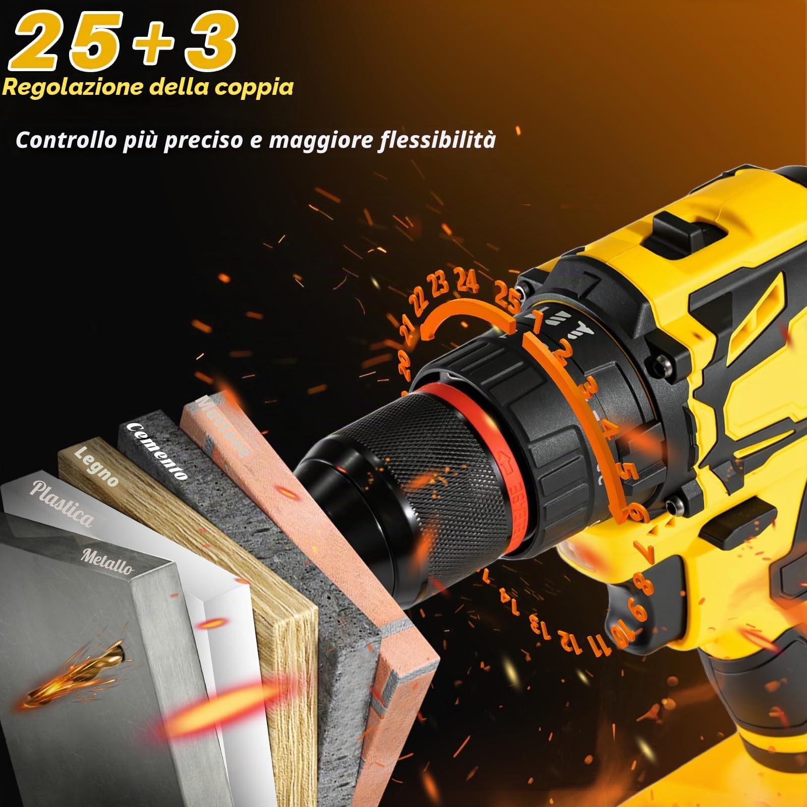 Brushless Trapano Avvitatore Batteria, 21V Trapano a Percussione, 70Nm Max con 2 Batterie 2.0Ah, 25+3 Coppia,2 Velocità,LED Luce, Avvitatore Elettrico per avvitare e forare legno, plastica e metallo