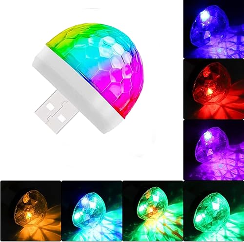 Miniatura 8 de Mini luz USB de discoteca portátil USB con adaptador de teléfono móvil, bola estroboscópica de discoteca, luz de fiesta para el hogar, habitación,