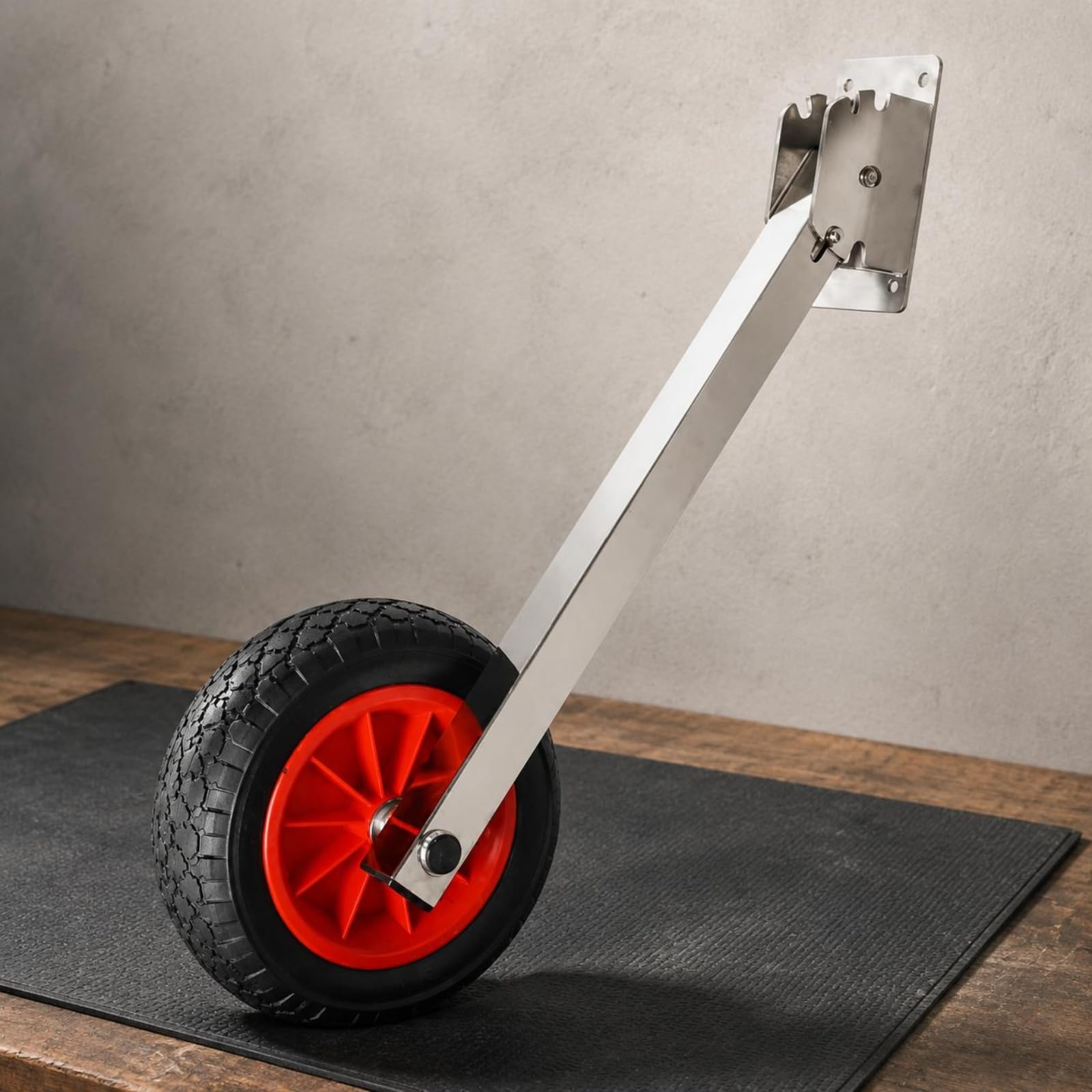 Anhänger Rad Transom Boot Aluminium Bootszubehör mit Anpassbarer Halterung Zum Optimalen Bewegen von Schlauchbooten für Familie Urlaub, Gelb, Vollgummirad