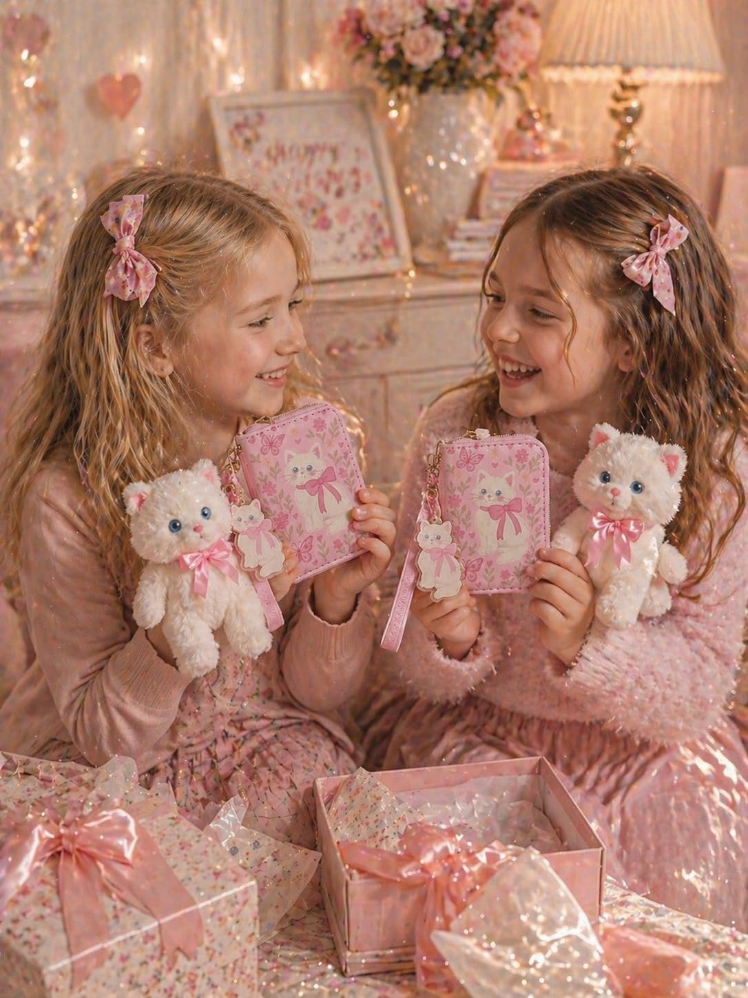 AACKS Little Girls Coin Purse Kids Small Wallet for Teens Women Mini Coin Pouches with Strap Cute Cartoon Card Holder Cat Kitty Panda Unicorn