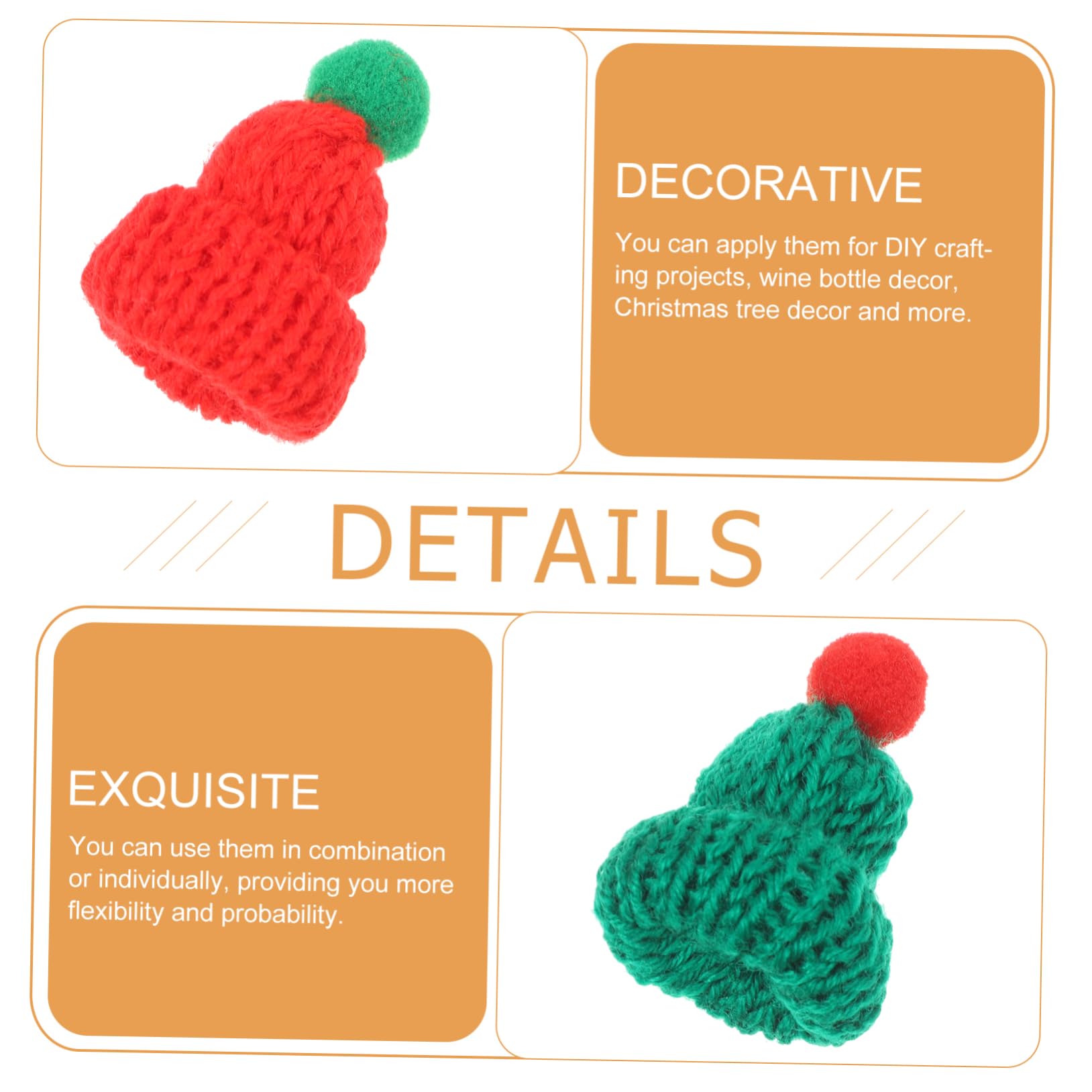 UPKOCH 20piezas Mini Gorro de Papá Noel Navideño Gorro de Punto Miniatura Accesorios para Manualidades Decoración de Botellas de Vino para Regalos de Agradecimiento de Shower