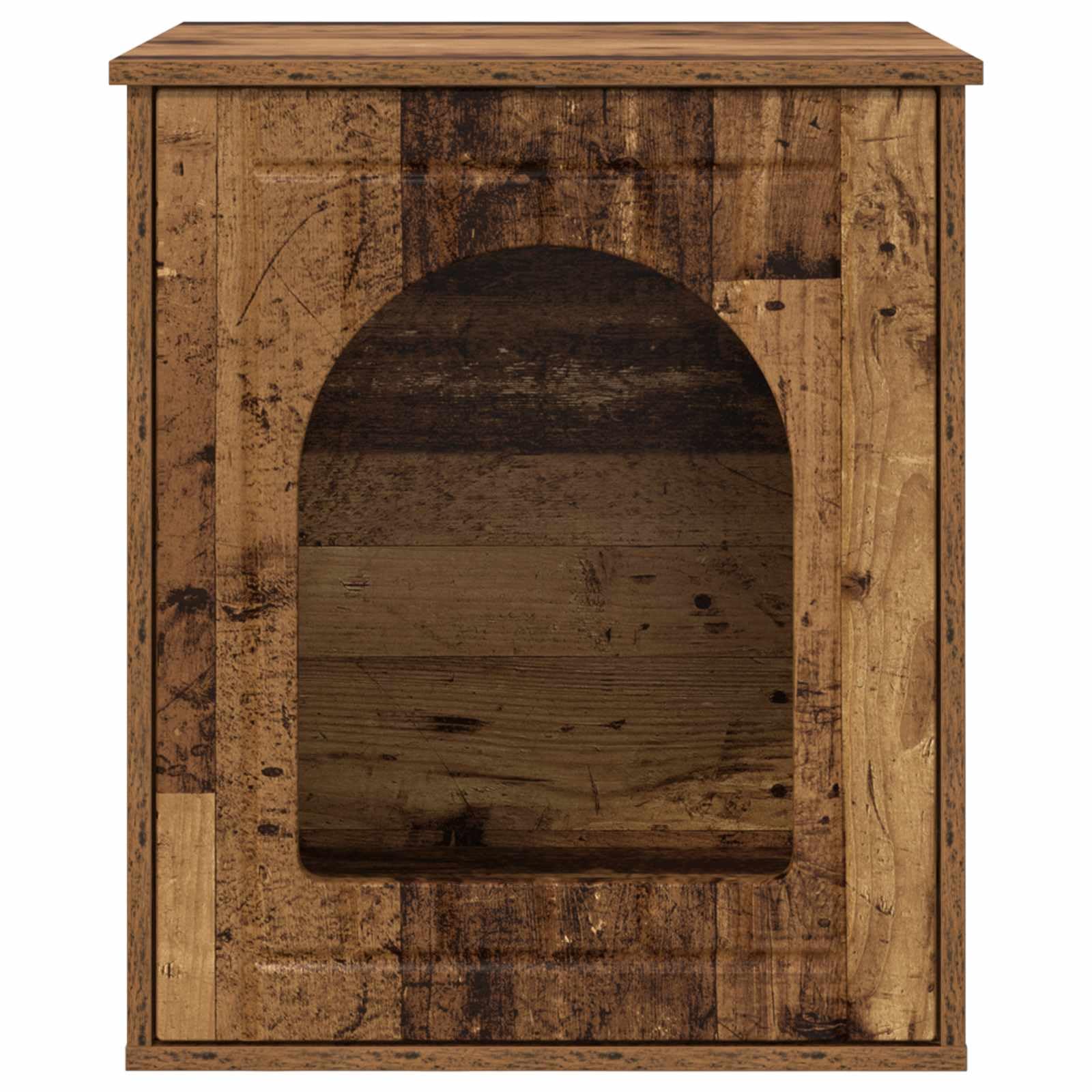 Casa para gatos de madera vieja, 53 x 52 x 62 cm, con superficie de descanso y cueva, rascador, trepador para gatos, salón, plataforma de juguete y tronco de sisal