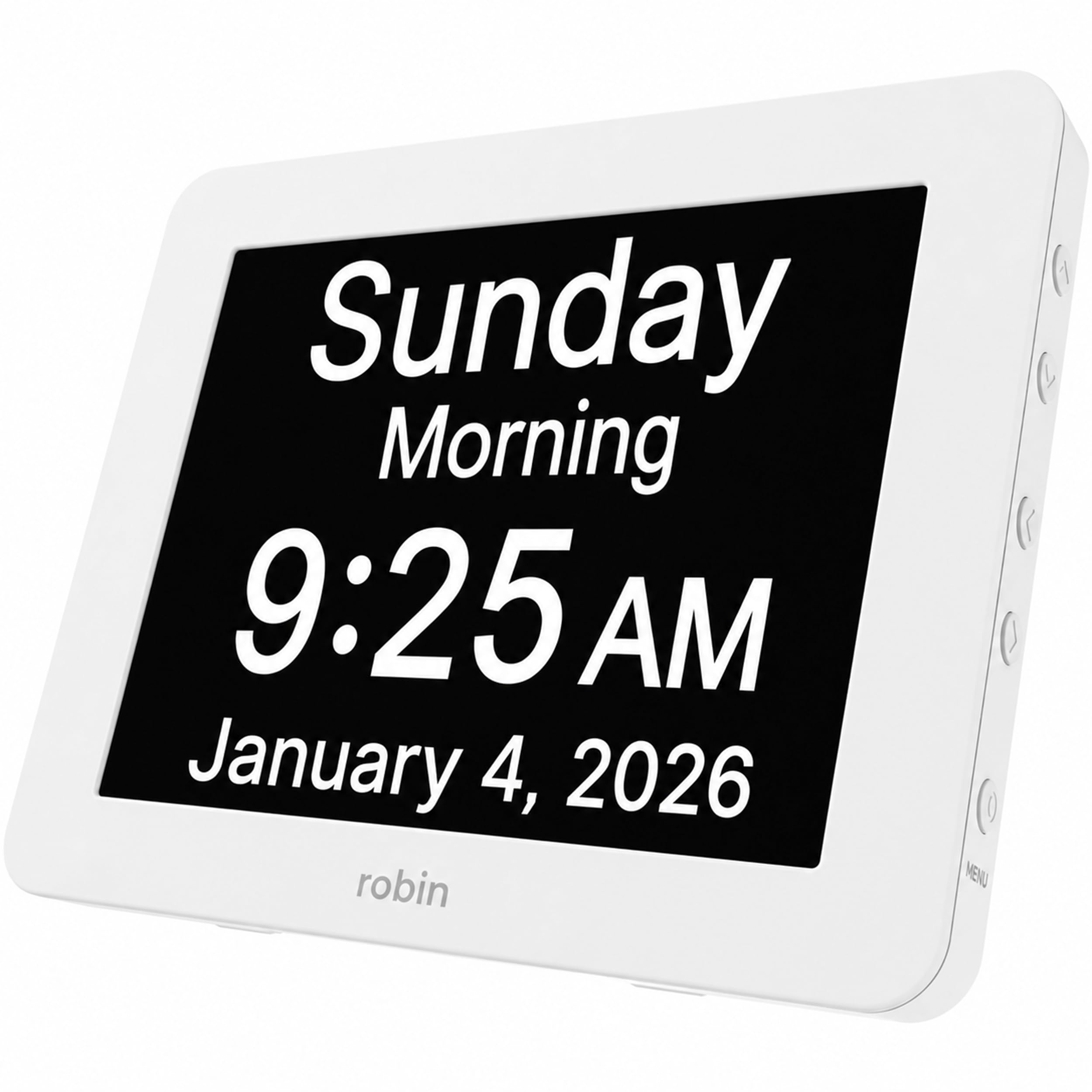 Reloj de Día Digital con Alarmas Personalizadas y Recordatorios de Calendario- Blanco