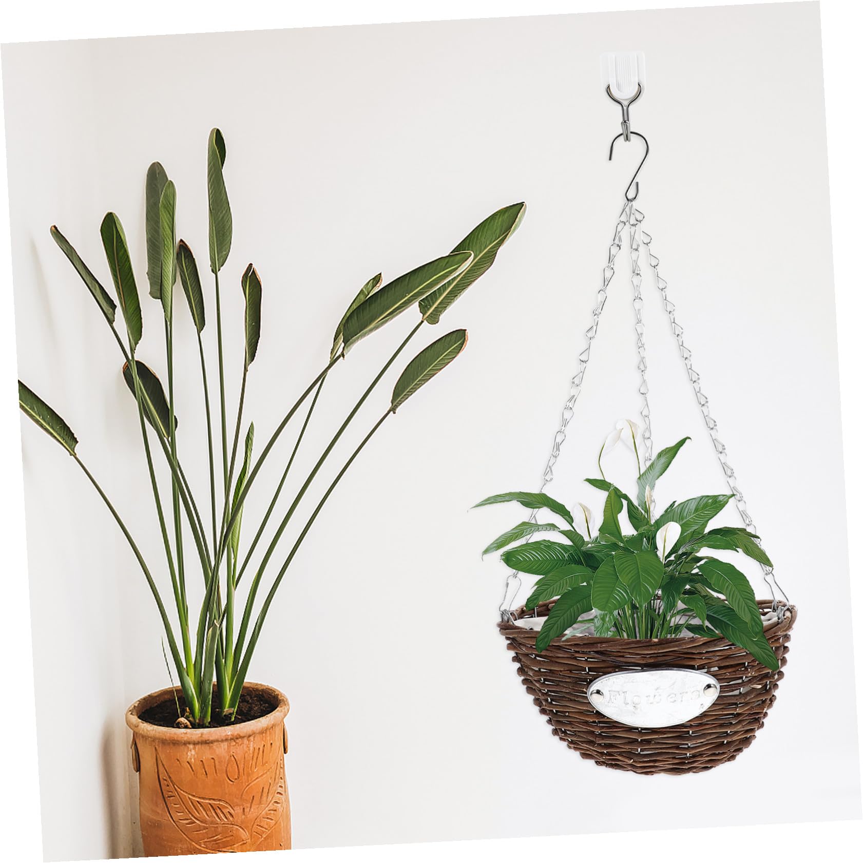 Hängeblumentopf 2 Stück aus Rattan und Metall Braun