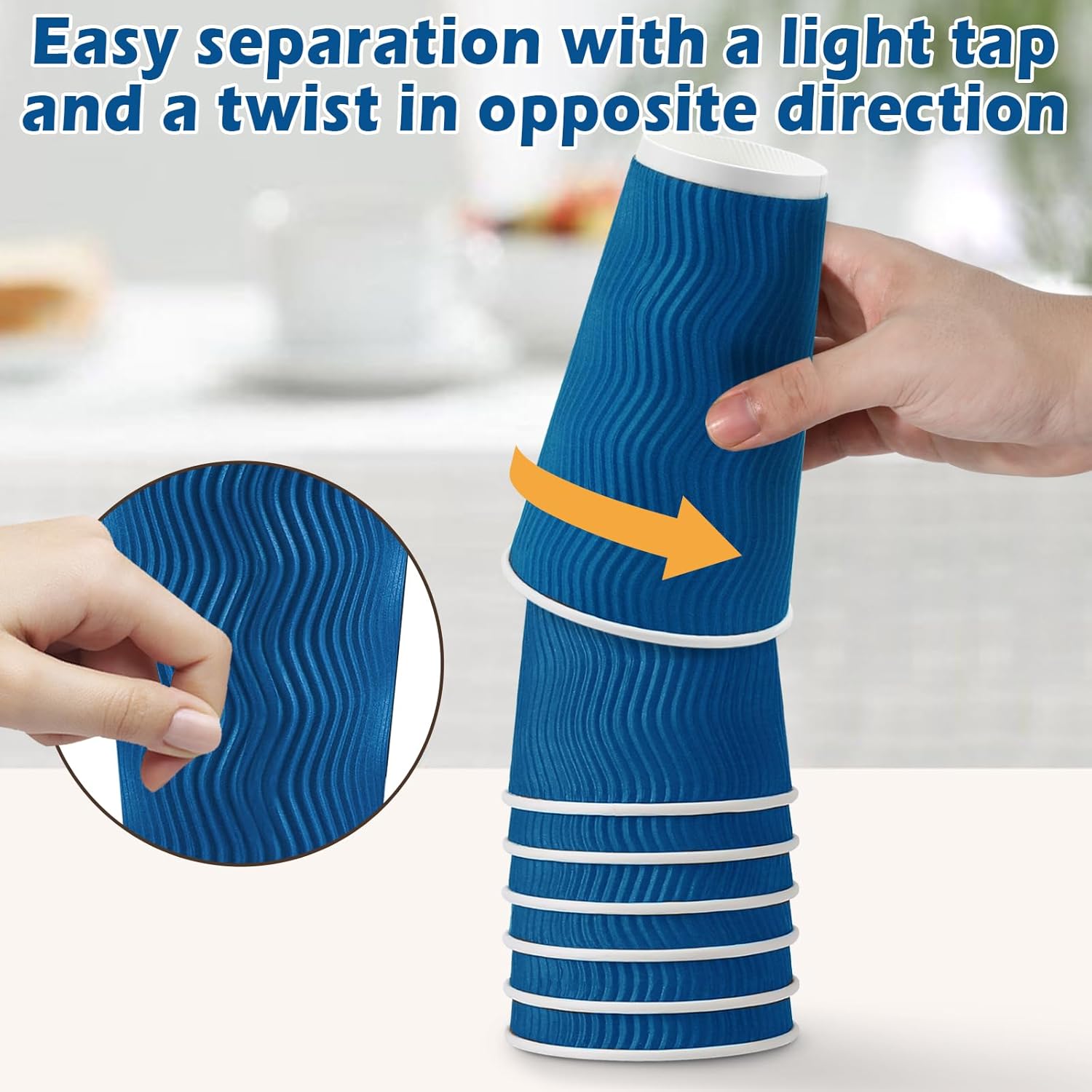 Disposable Coffee Cups with Lids 16 oz, To Go Paper Coffee Cups with Lids, Insulated Paper Cups for Hot or Cold Beverages (Navy, 50Pack) - Image 3