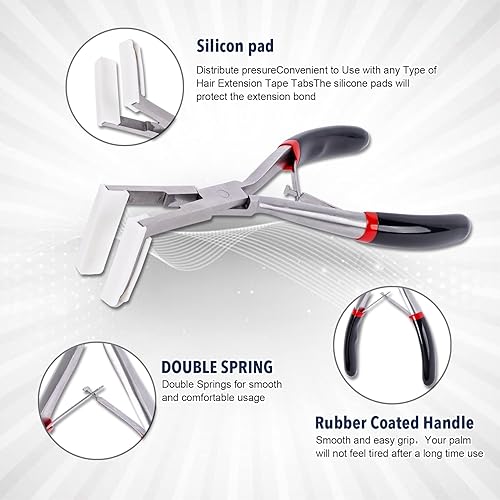 Miniatura 8 de Alicates de extensiones de cabello con cinta adhesiva, extensiones de cinta de superficie plana, alicates de sellado de cabello humano, kit de