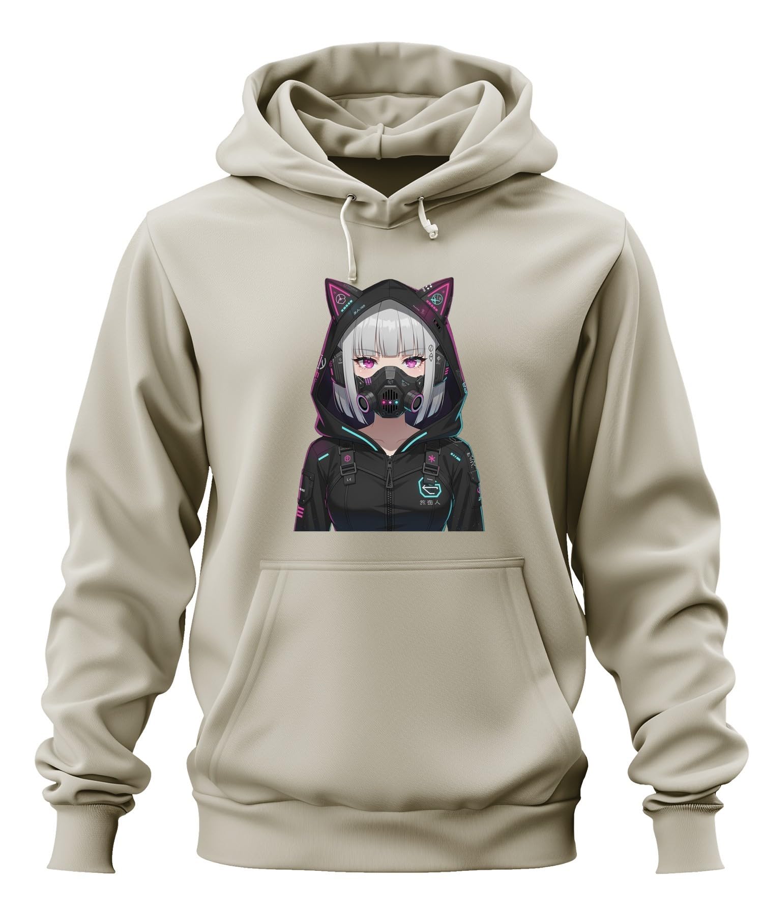 Cyberpunk Anime dziewczęca kocie uszy bluza z kapturem, natura, M
