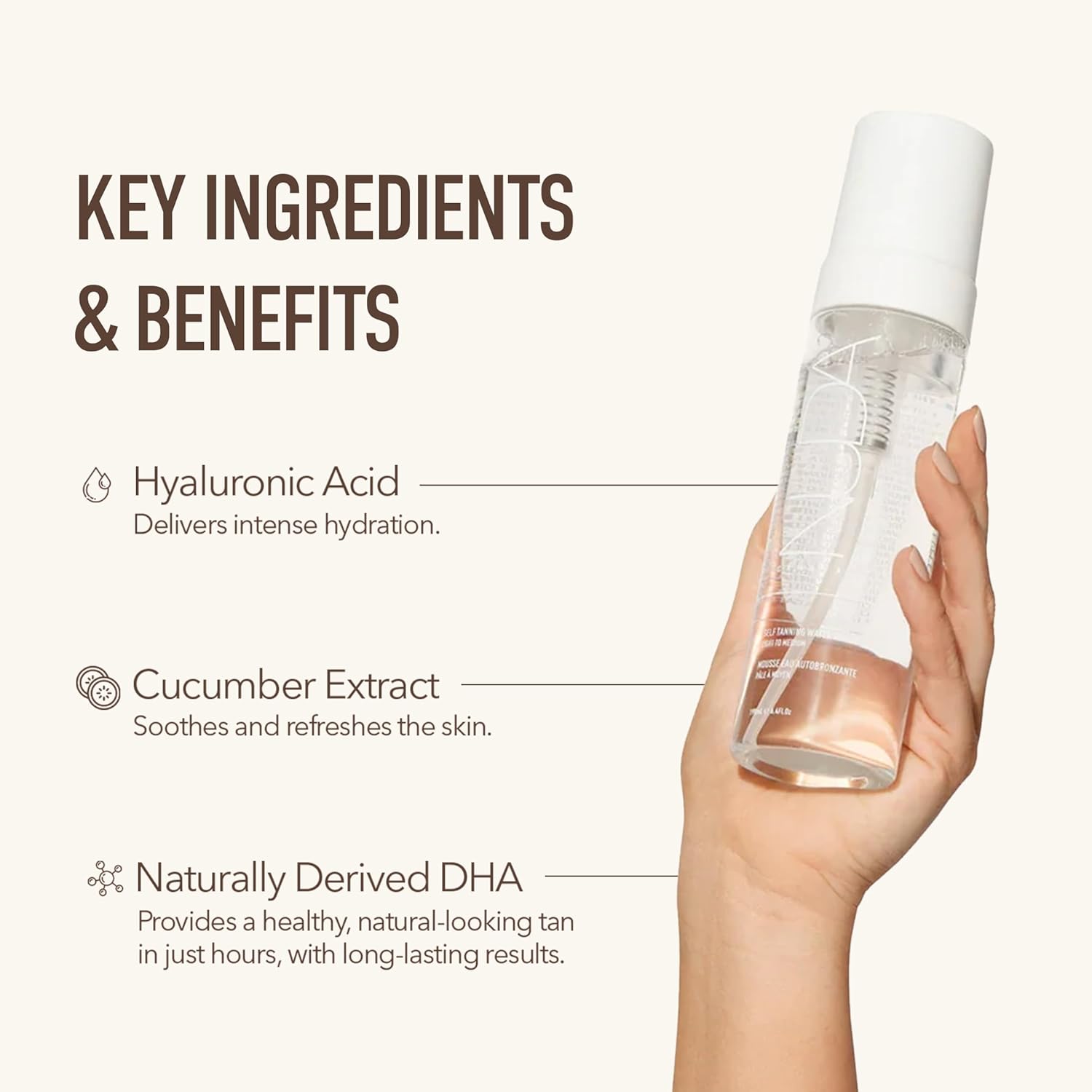 Nuda CloudFoam Express Tanning Mousse | Customizable, Transfer-Free Self Tan with PowerGlow+ Tan Boost Complex | Develops in 1 Hour | Vegan, Paraben, Sulfate, and Cruelty Free, (6.4 Fl Oz) - Image 6