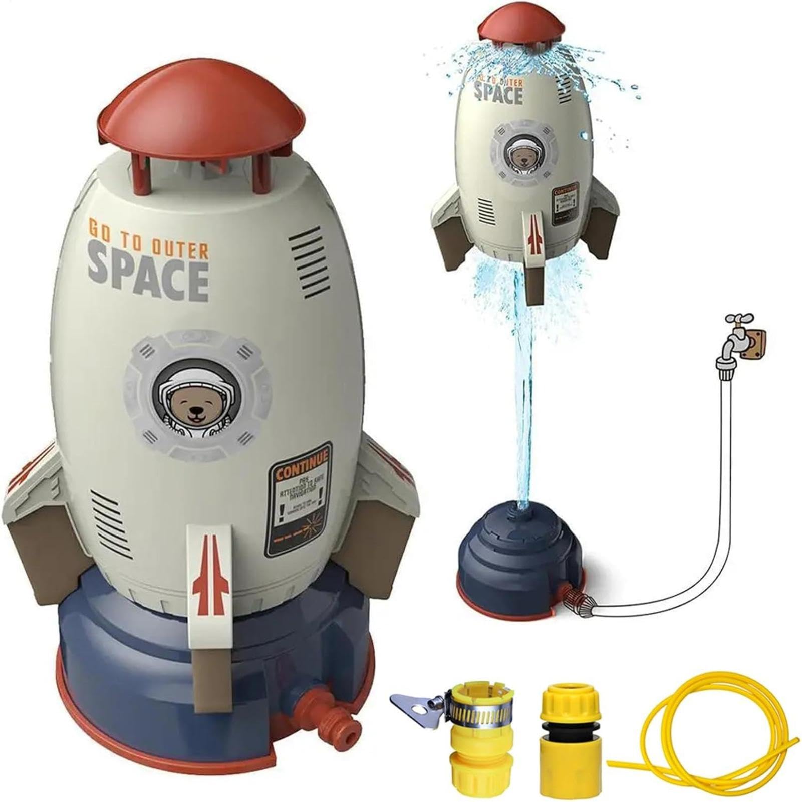 Wasserrakete Sprinkler Spielzeug, Rakete Wasserspielzeug Kinder Outdoor, Wasser Rocket Garten Spielzeug mit Schlauchverbinder, Lustiges Rakete Wassersprinkler Kinder Outdoor, für Jungens & Mädchen