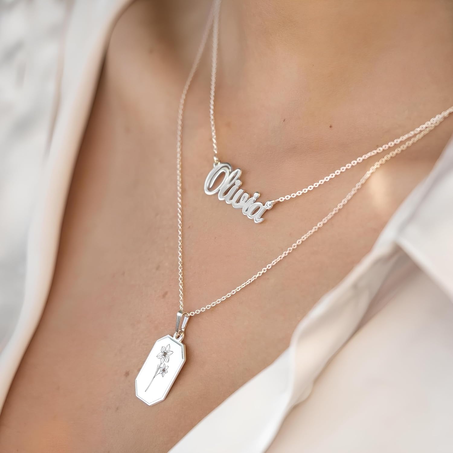 Personalized Custom Name Necklace – Silver, Gold Name Pendant – Unique Font Nameplate Jewelry for Women – Gift for Her, Wife, Girlfriend or Daughter