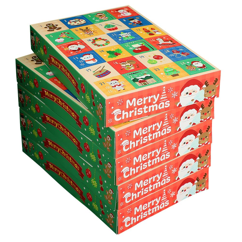 TOPBATHY 15stücke Weihnachts-countdown-boxen Diy-weihnachtskalender mit Geschenkboxen Leere Pralinenschachteln aus Papier Kleine Weihnachtsboxen für Süßigkeiten und Dekoration