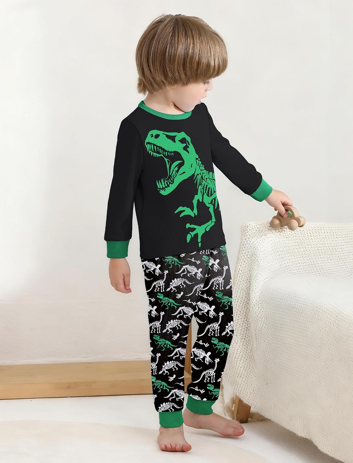 Mikrdoo Toddler Boys Pajamas 2-Piece Kids Pjs Set Soft Stretchy Long Sleeve Top and Pants size 12Months-7Years