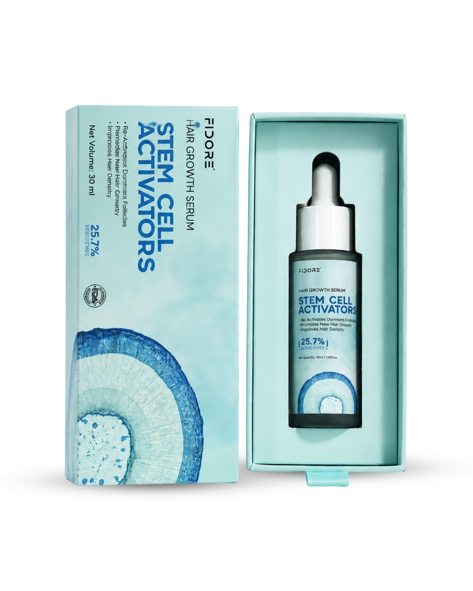 FIDORE Stem_Cell Hair Growth Serum Suitable For Men & Women - 25.7% Active Complex Alcohol Free | Dormant Follicles Size 30ml Pack of 1-image-25