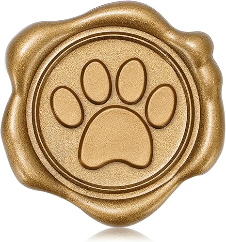 Whaline 50 calcomanías de sello de cera de pata de perro, calcomanías de sello de pata de mascota, calcomanías doradas 3D autoadhesivas en relieve