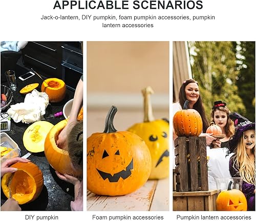 Miniatura 9 de NUOBESTY 24 tallos de calabaza falsos para bricolaje, suministros de calabaza de Halloween, adorno de linterna Jack o Lantern, herramienta para