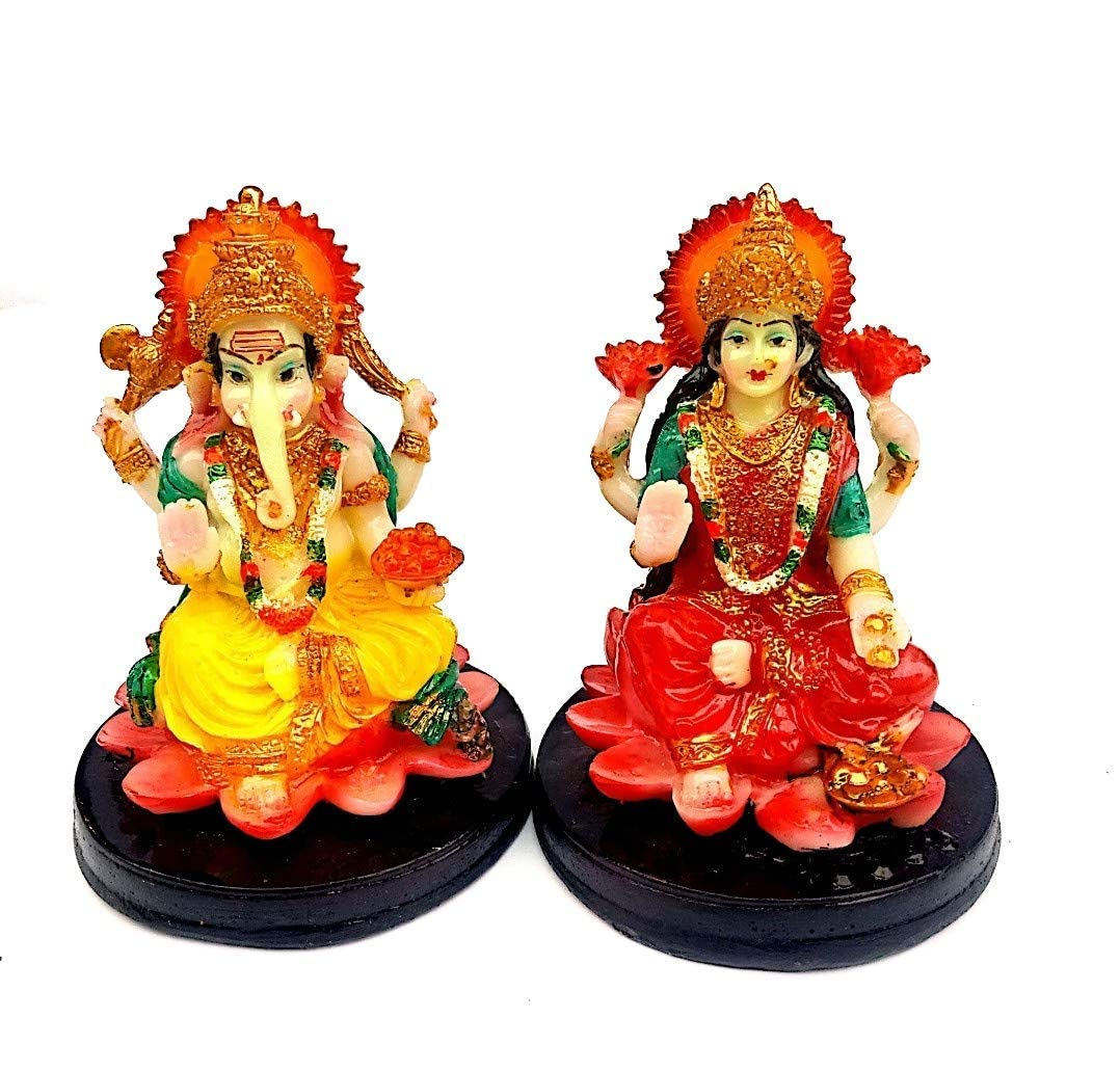 Statue Lord Laxmi Ganesh multicolore de 20,3 cm aux finitions artisanales