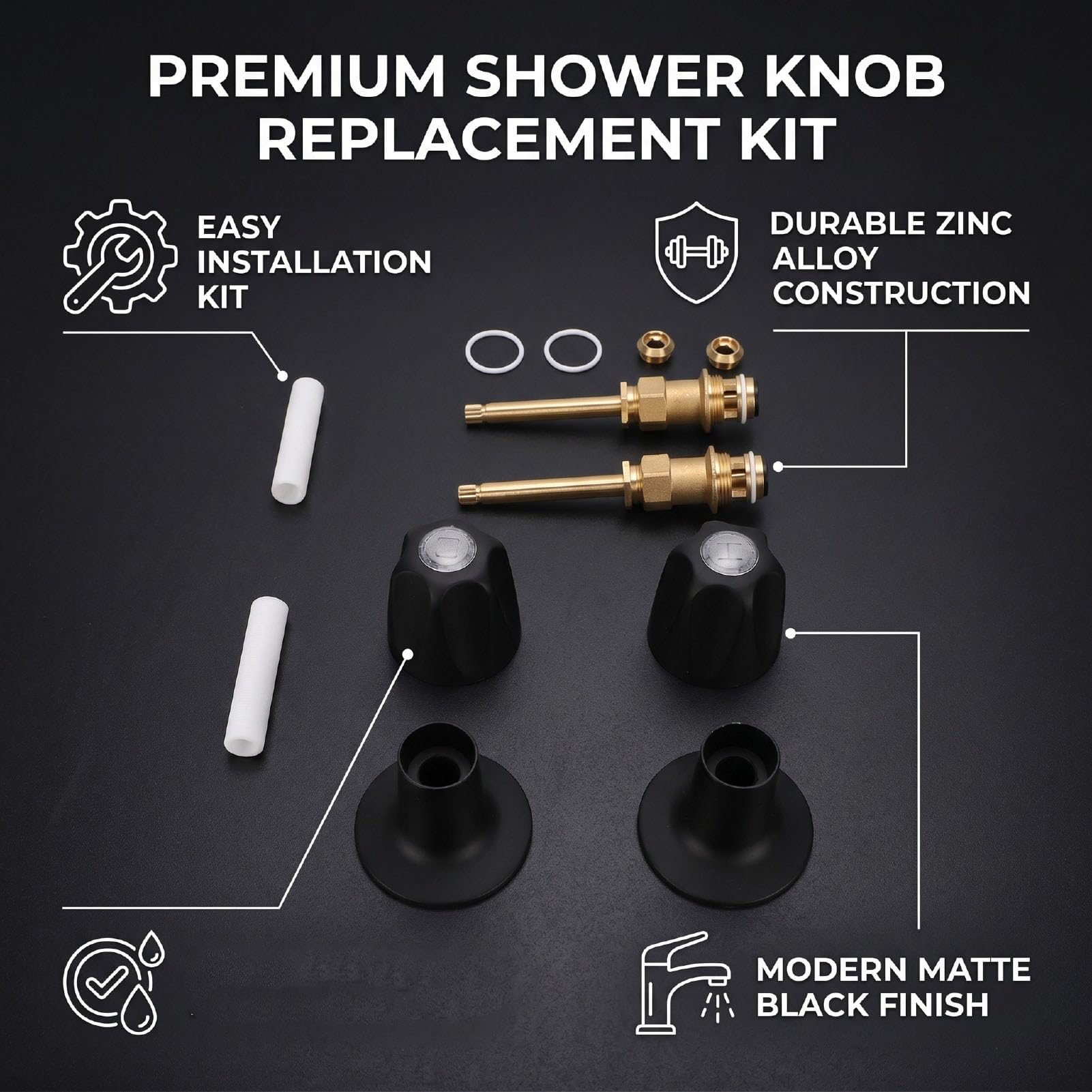 ASHATA 2 Set Rubinetti Doccia Kit Ricambio per Maniglie Rubinetteria