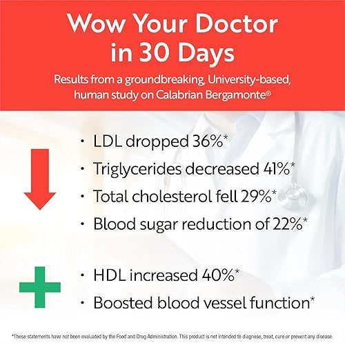 Miniatura 7 de Suplemento de bergamota cítrica extra fuerte de 1000 mg, patentado Bergamonte, clínicamente probado, apoya el colesterol saludable, formulado con