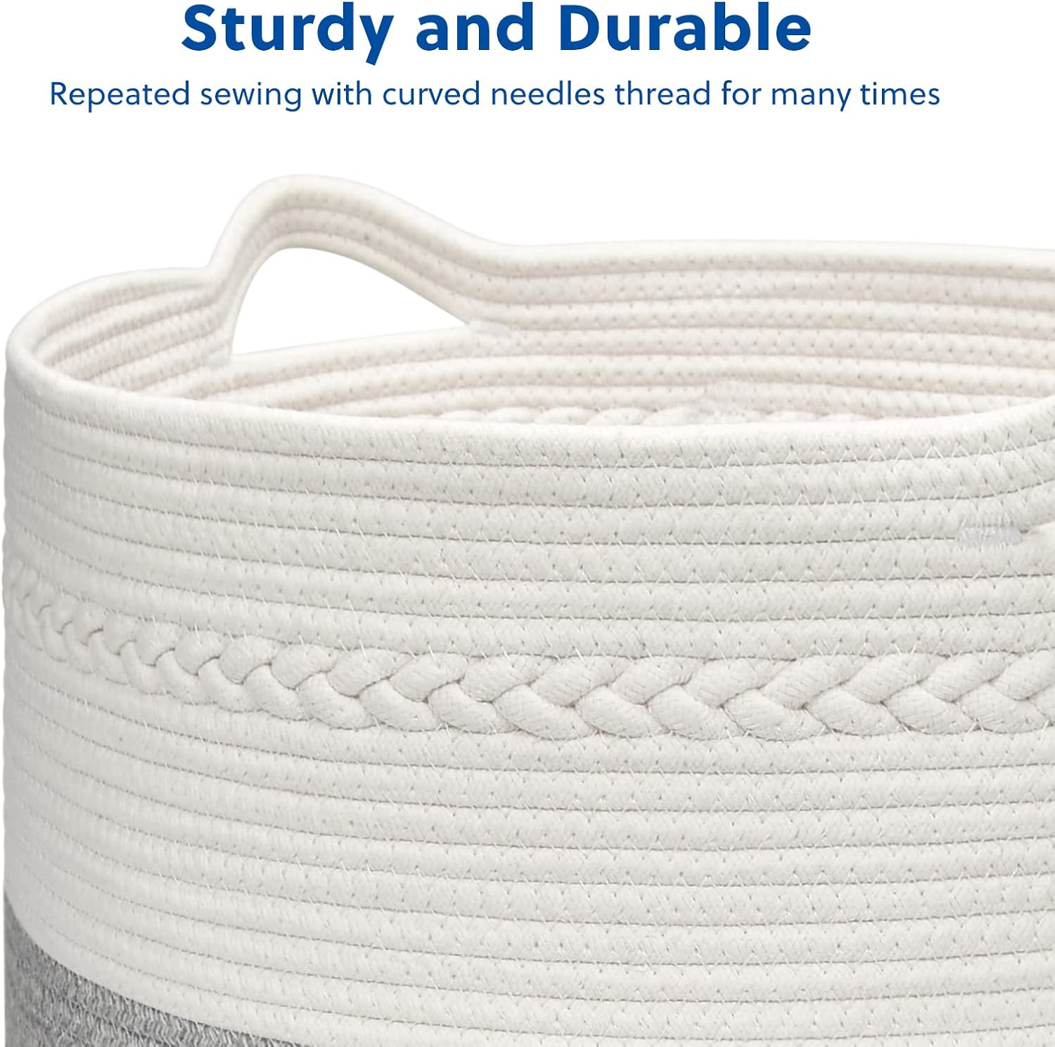 Vamcheer Cotton Rope Basket-Extra Large Collapsible Laundry Baskets,Woven Storage Basket Blanket Basket With Handle,Cute Baby Toy Basket Laundry Hamper-18'' x 18'' x 20''