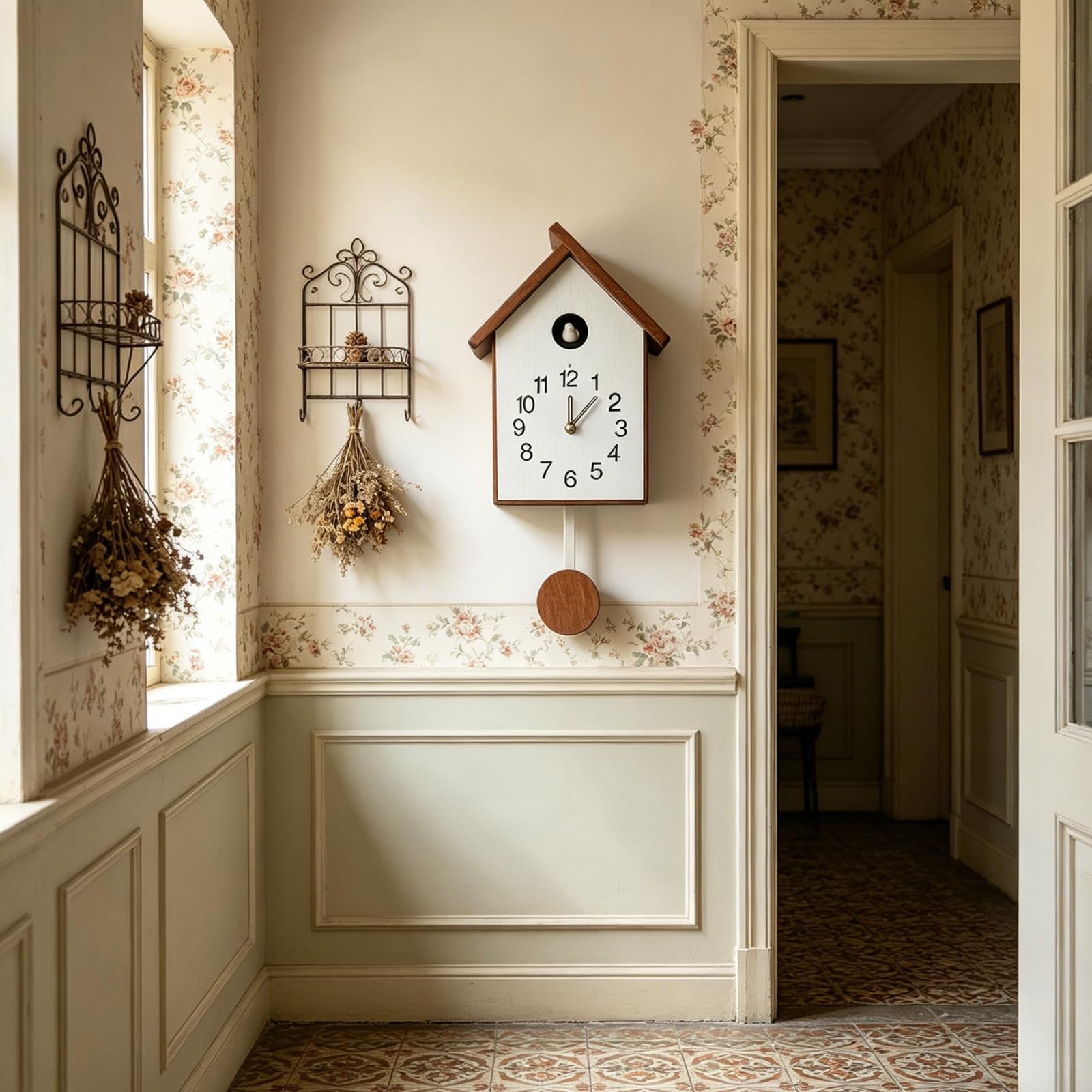 KESOTO Orologio a Cucù con Pendolo, Decorazione da Parete in Legno, Display con Numeri, Volume Regolabile, per Camera da Letto, Sala da Pranzo