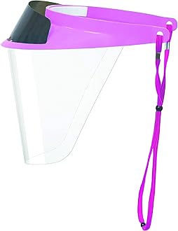 iVisor Plus Reusable Face Shield Kit, Full Face Protective Shield with Anti-Fog Coating and Cinch Cord, Adjustable to Comfortably Fit All Head Sizes, Pink