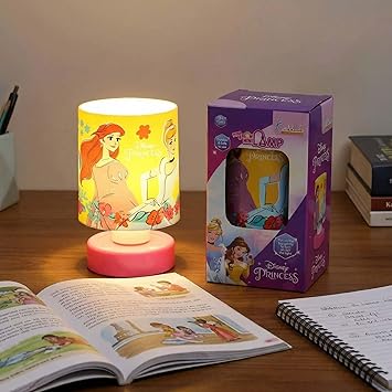 Disney Princess LED Night Light for Kids - Portable Push & Glow Table Lamp for Study, Bedroom & Decoration - Safe, Battery-Operated Desk Light for Girls, 3+ Years (Pink/Multicolour)