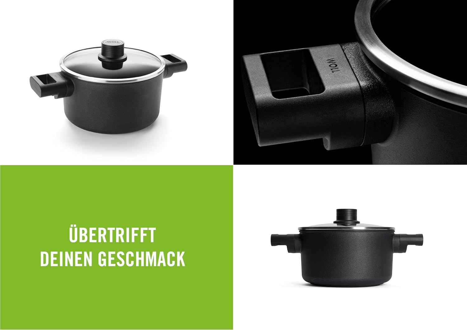 Woll Diamond Logic XR Saucepan with Glass Lid in Box Inductive Diameter 20 cm Height 12 cm 3 litres with 2 Side Handles Suitable for All Hobs Cast Aluminium Non-Stick Coating