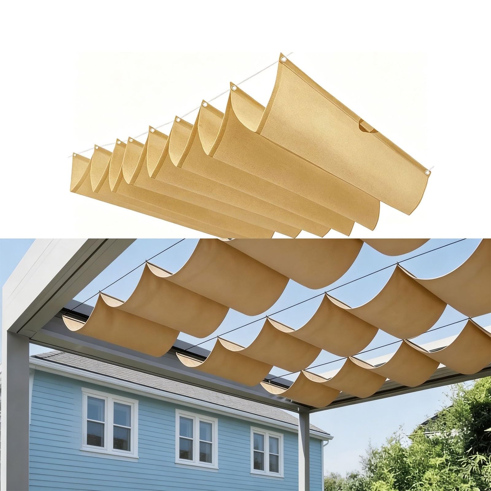 Voile d'ombrage pour patio et jardin rétractable jaune sable 0.5x1m