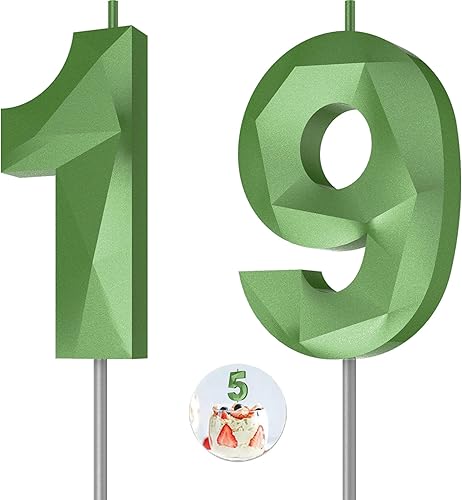 Miniatura 103 de Velas de cumpleaños con número (4 velas rojas) 3D con forma de diamante número Happy Birthday Cake Velas para fiesta de cumpleaños, boda, decoración