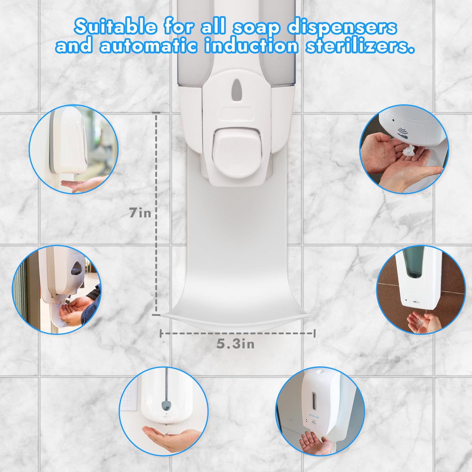 Bandeja dispensadora de goteo para montaje en pared, soporte dispensador de jabón, colector de goteo de detergente para ropa para evitar goteos y rociados (blanco) 4