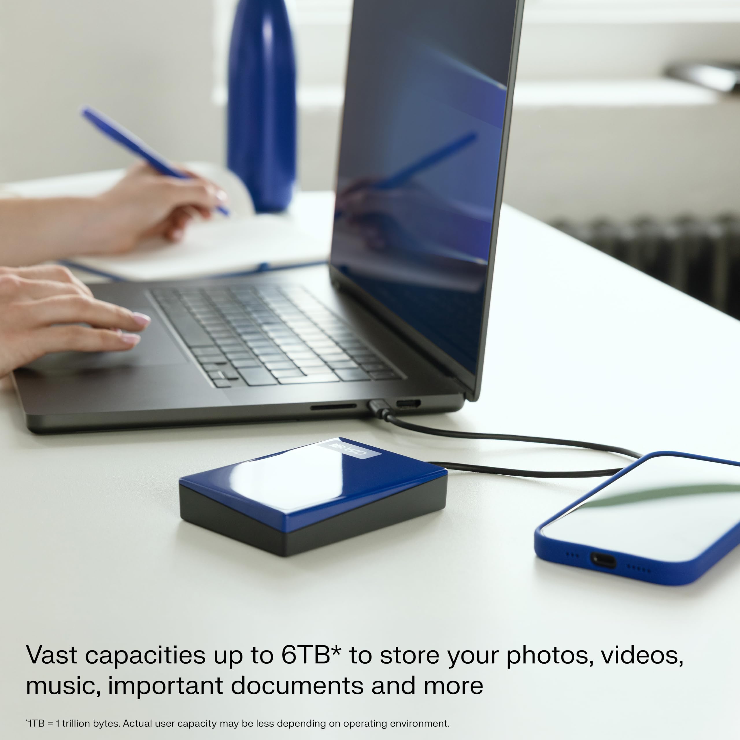 WD 4 TB My Passport Hard disk portatile con software di backup, Blu