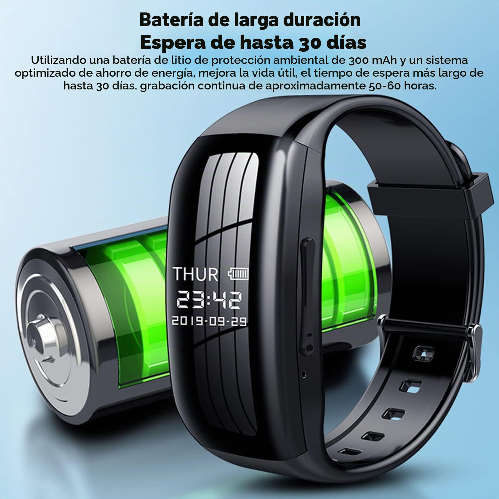 Reloj con Grabadora de Voz Digital, Pulsera con Grabadora Activada por Voz con Reducción de Ruido HD, Dispositivo de Grabación con un Clic para Entrevistas, Reuniones de Negocios (8G)