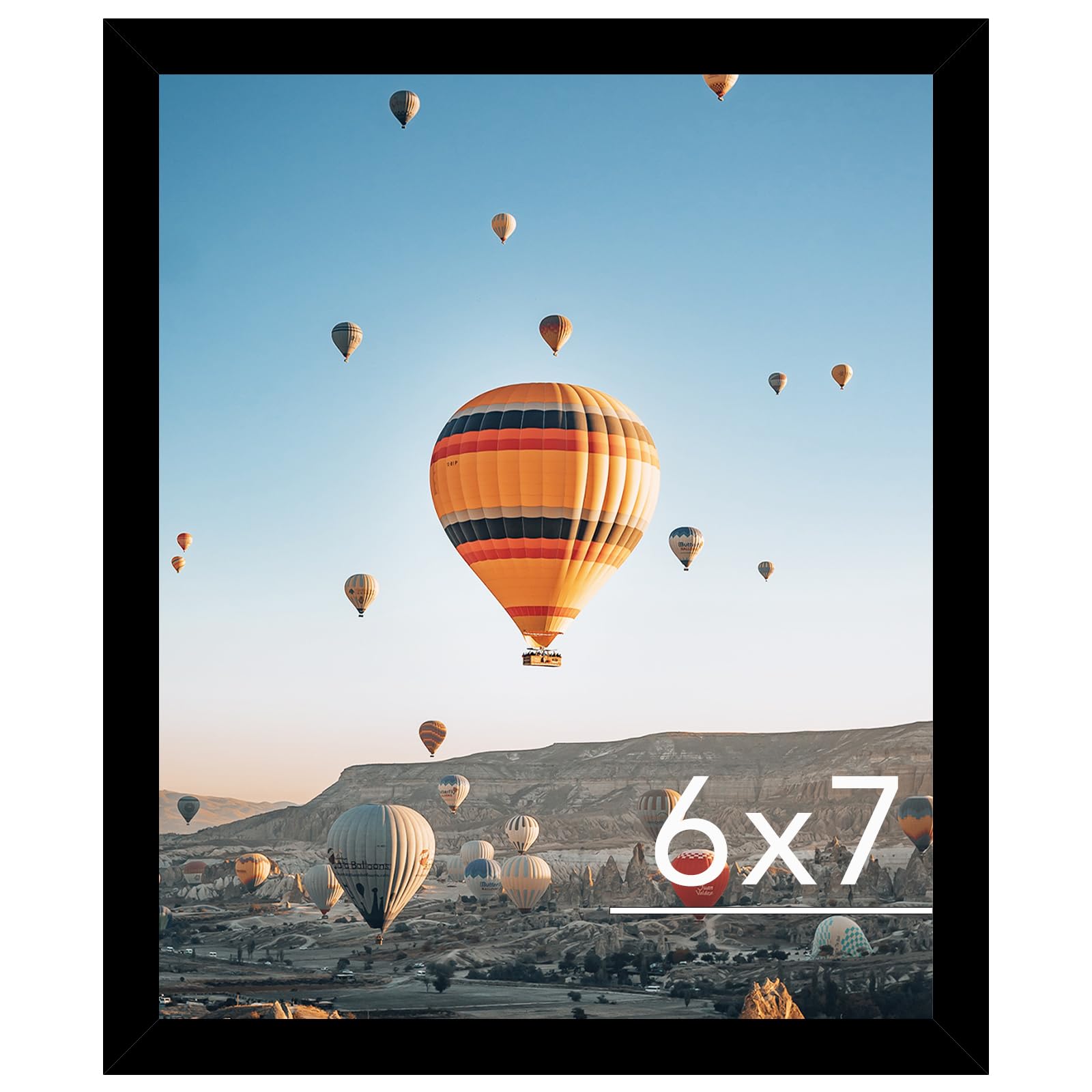 JCJMY 6x7 Picture Frame Black for Wall Hanging or Tabletop, Wall Mounting Horizontally or Vertically, 6 x 7 Wall Gallery Poster Photo Frame with Shatter Resistant Plexiglass, Black