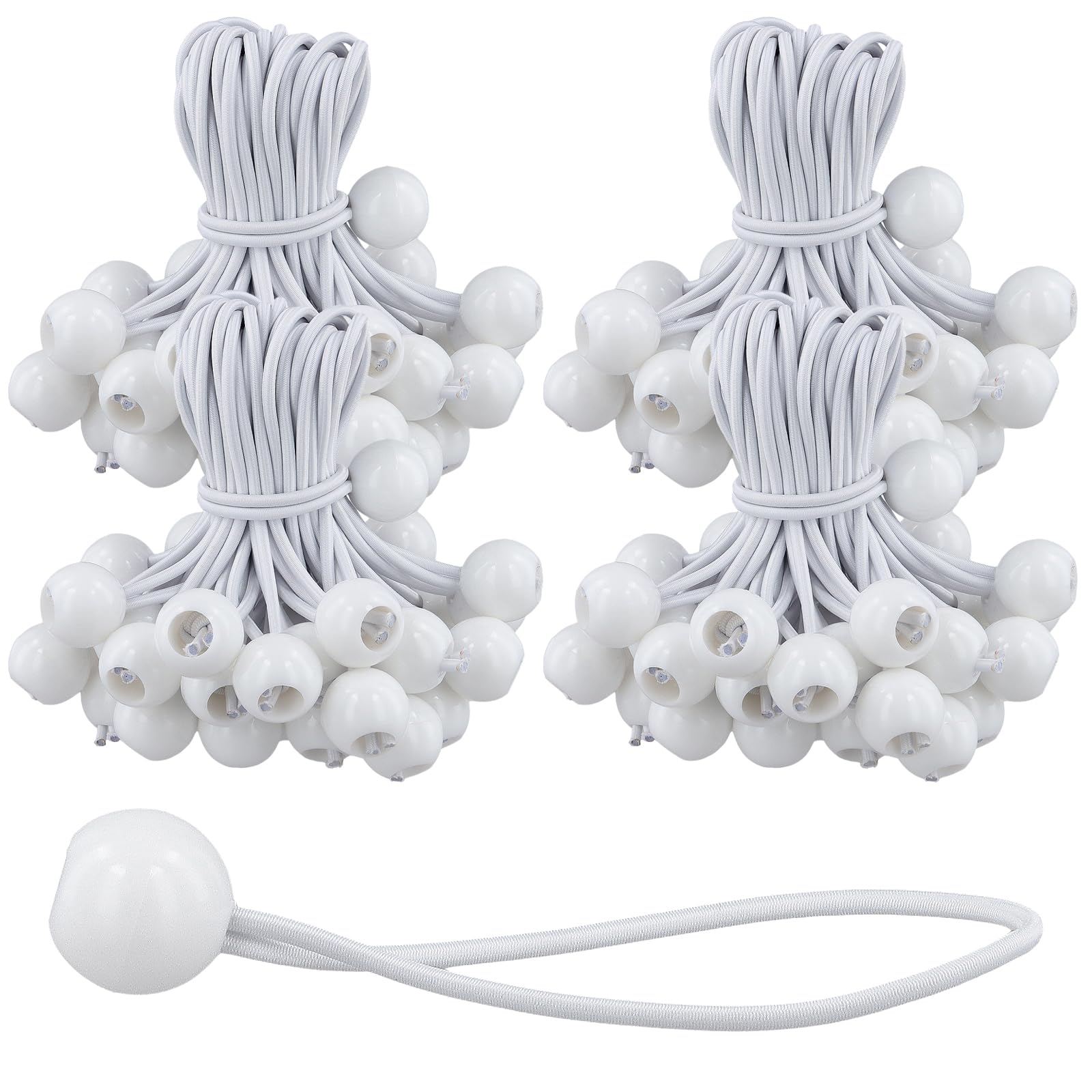 Tendeur en caoutchouc blanc 15cm pour bâche, tente, pavillon et bannière x100