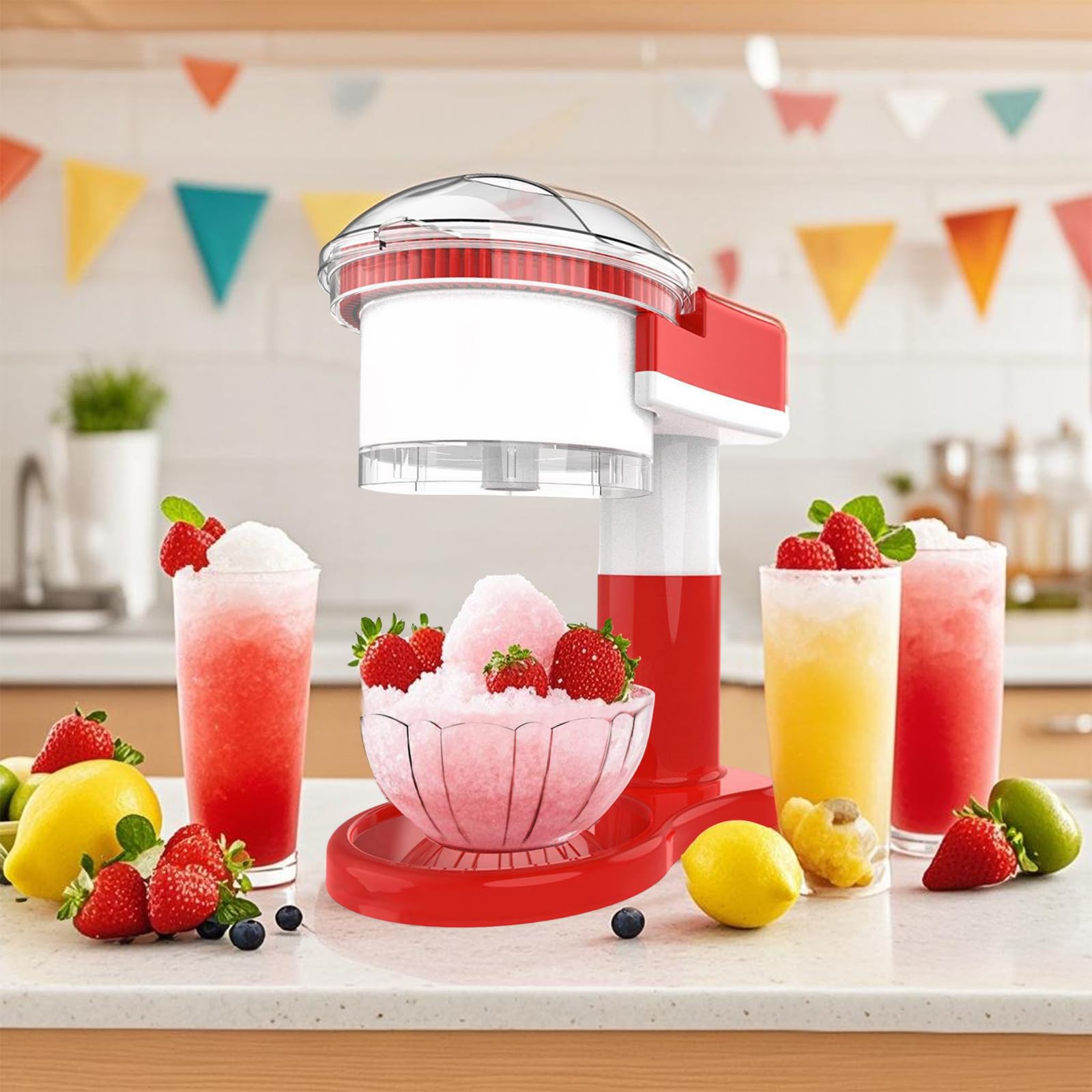Broyeur à glace électrique, machine à granit avec lames en acier inoxydable amovibles et lavables, broyeur à glace électrique pour glace, granite, boules de neige et cocktail