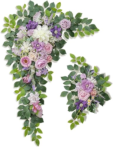 Miniatura 11 de Flores de Arco de Boda, Decoración de Arco de Flores Artificiales, 2 piezas Arreglo de Flores Artificiales para Decoración de Boda Recepción Telón