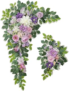 Odouzy Wedding Arch Flowers,Artificial Flower Arch Decor,2pcs Artificial Flower Arrangement for Wedding Decor Reception Backdrop Floral Decorations (Light Purple)