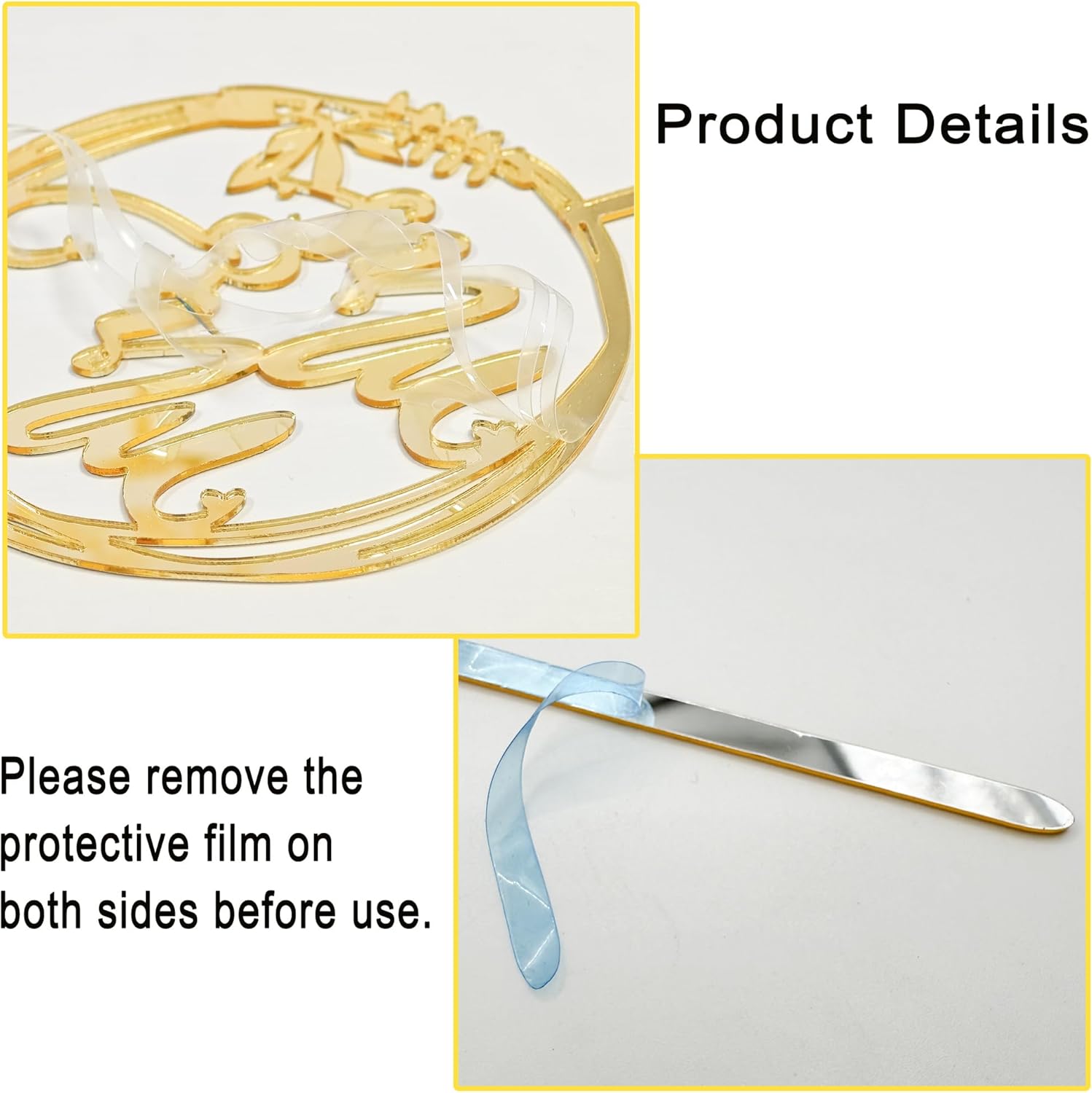 Mr & Mrs Cake Topper, Gold Round Acrylic Wedding Cake Decor for Weddings, Engagements, Anniversaries, or Bridal Showers