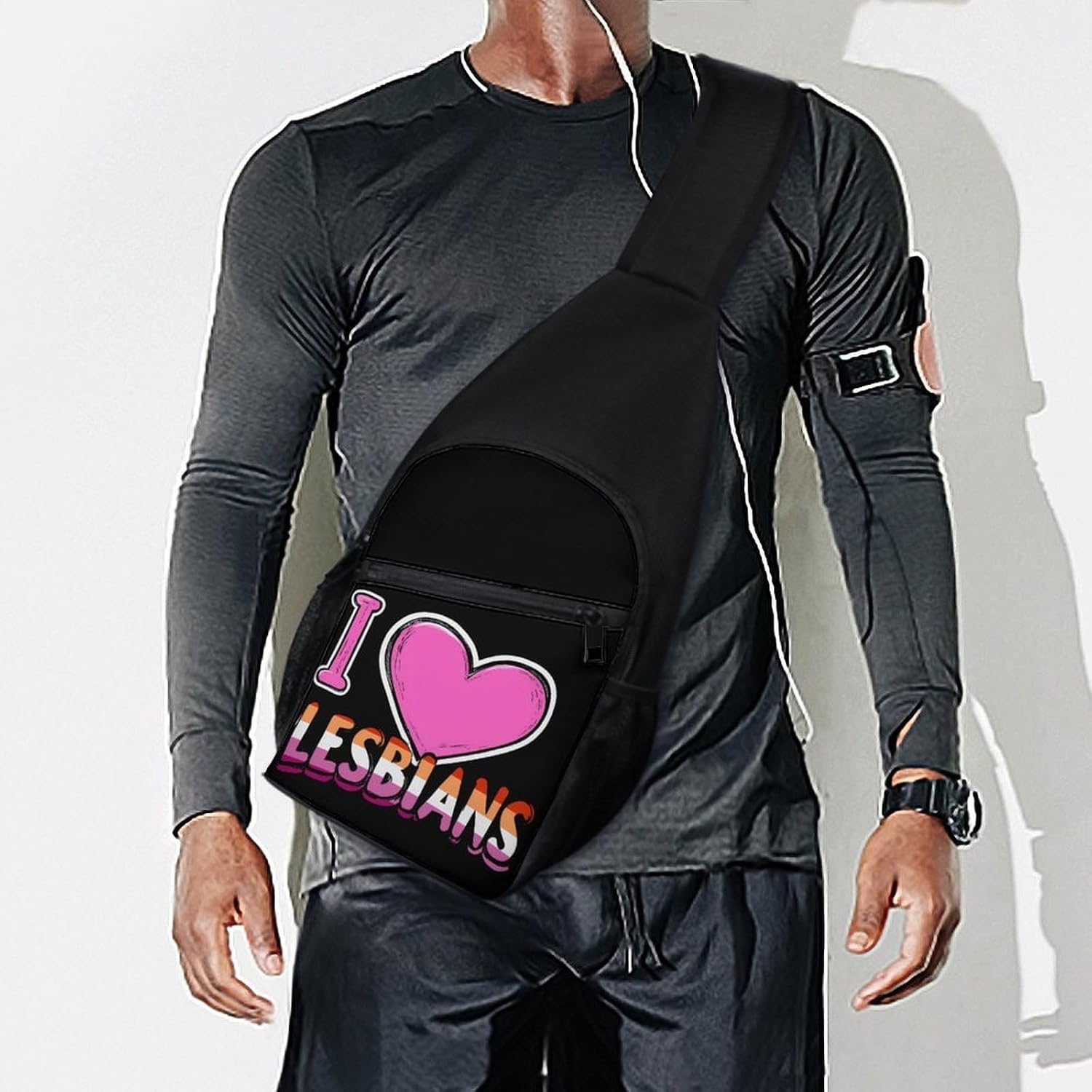 I Love Lesbians Crossbody Sling Backpack Chest Bag Daypack | unisex,trendy,with convertible and detachable shoulder strap,side pockets
