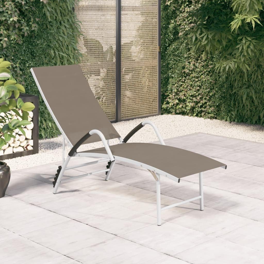 Sun Lounger,Outdoor Lounge Chairs,Garden Sunlounger,Patio Lounge Chair,Sunbathing Recliner,Backyard Furniture,Adjustable,Easy to Stand Up,for Patio,Beach,Balcony, Textilene and Aluminum Taupe