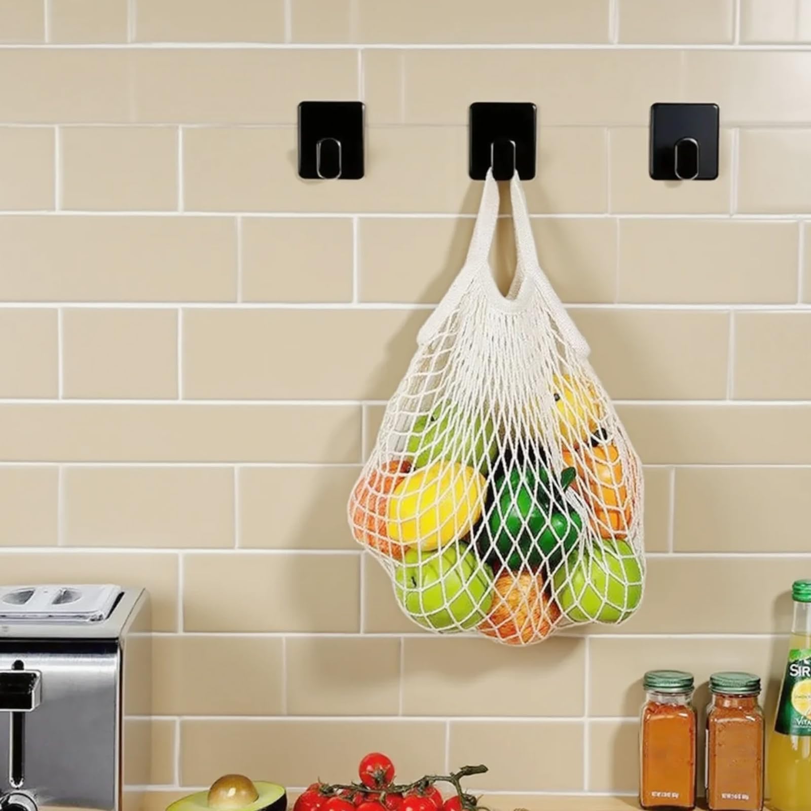 GROZOSS Adhesive Hook, 4-Piece Set Matte Black Stainless Steel, Heavy-Duty Jacket and Towel Hook Wall Hook