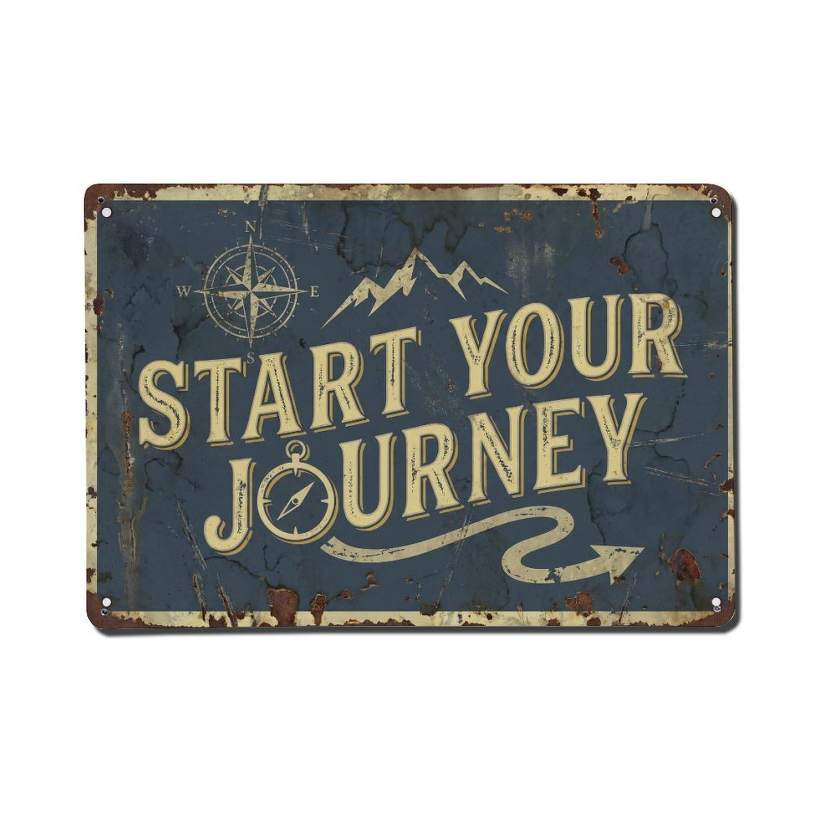 Start Your Journey Adventure Retro Motivational Slogans Vintage Metal Tin Sign Wall Decor for Cafe, Club, Garden Metal Poster 8x12Inch