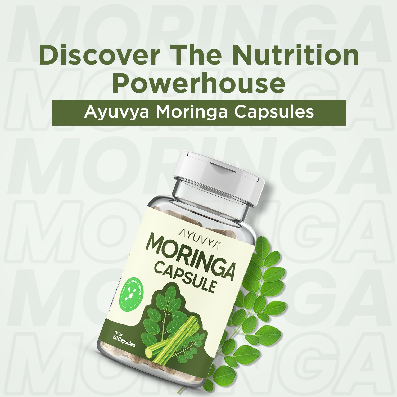 Ayuvya Moringa & Ashwagandha Dry Extract Capsules - Herb for Women's Health, Lactation Support, Stress Relief, and Anti-Aging, 120 Capsules, (Pack of 2) | As Seen on Shark Tank 1