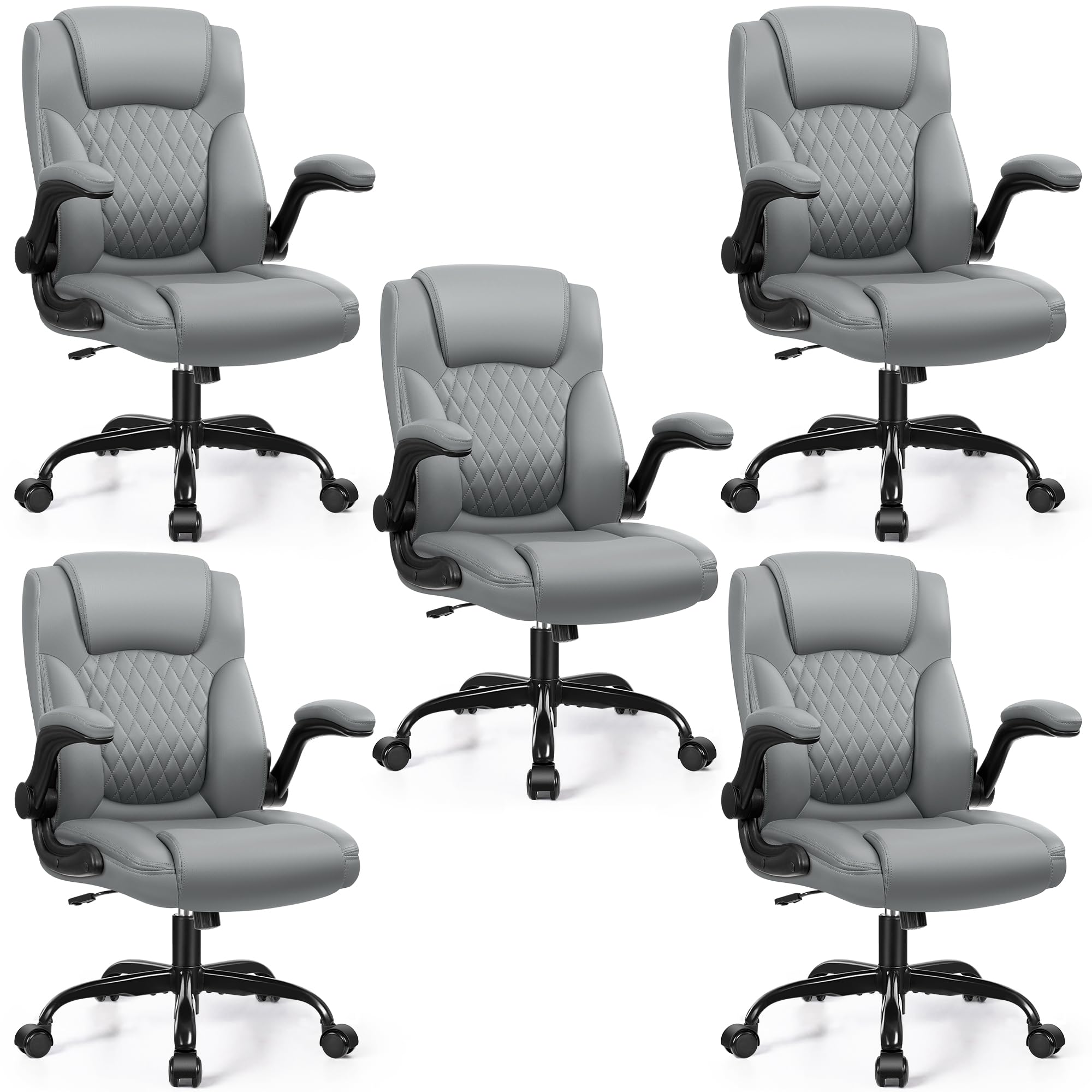 Leather Office Chair, PU Home Computer Desk Chairs with Ergonomic Back Support, 360°Swivel Free，Small Gaming Chair with Wheels and Adjustable Armrests, for Short People Use