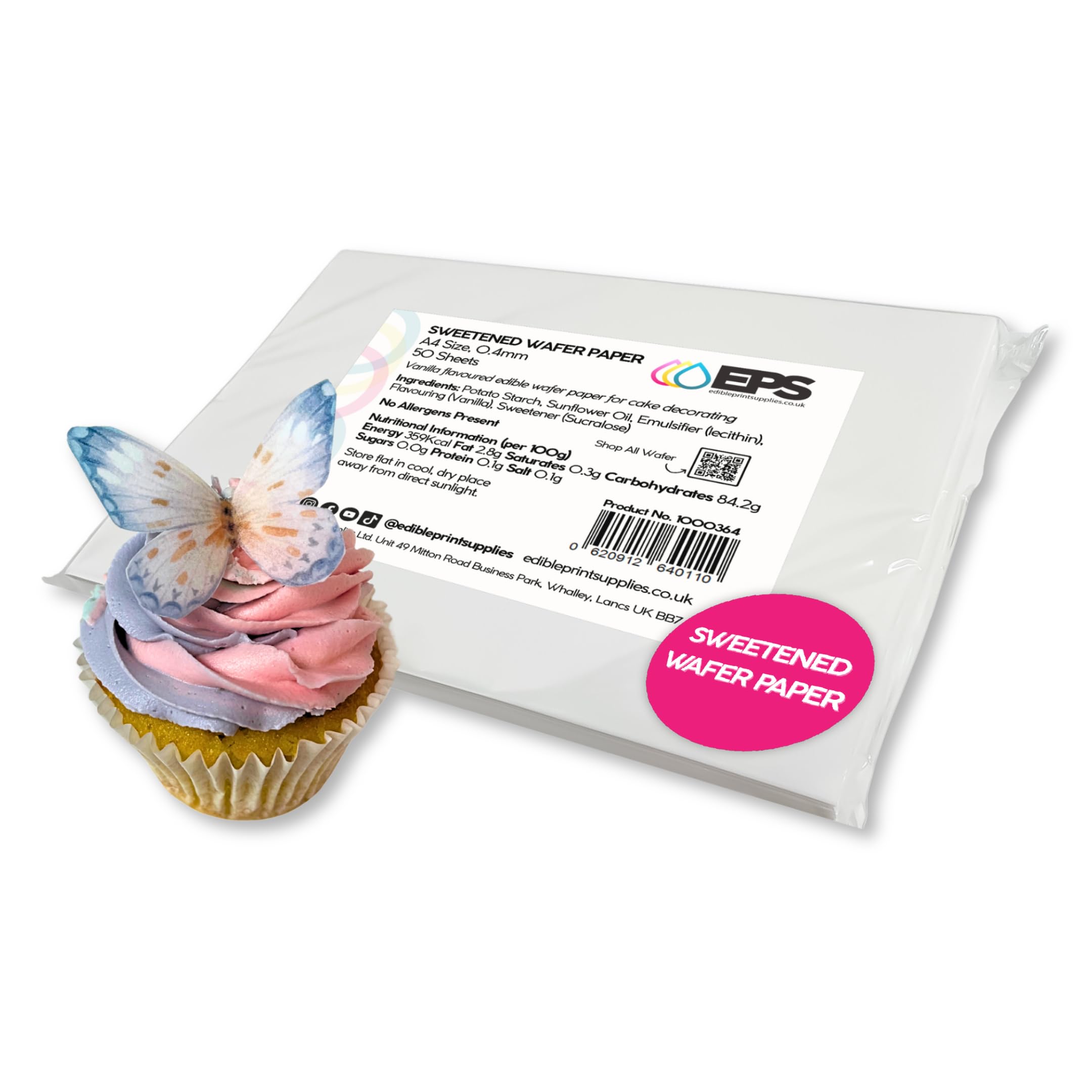 EPS Sweetened A4 Edible Wafer Paper (0.4mm) for Edible Printing and Cake Decorating (Vanilla Flavoured) - Pack of 50 x Sweet Wafer Sheets